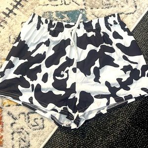 Cow print sleep shorts
